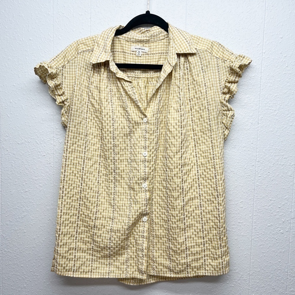 Max Studio Cottagecore Gardencore Ruffle Trim Bohemian Womens Top Size Medium